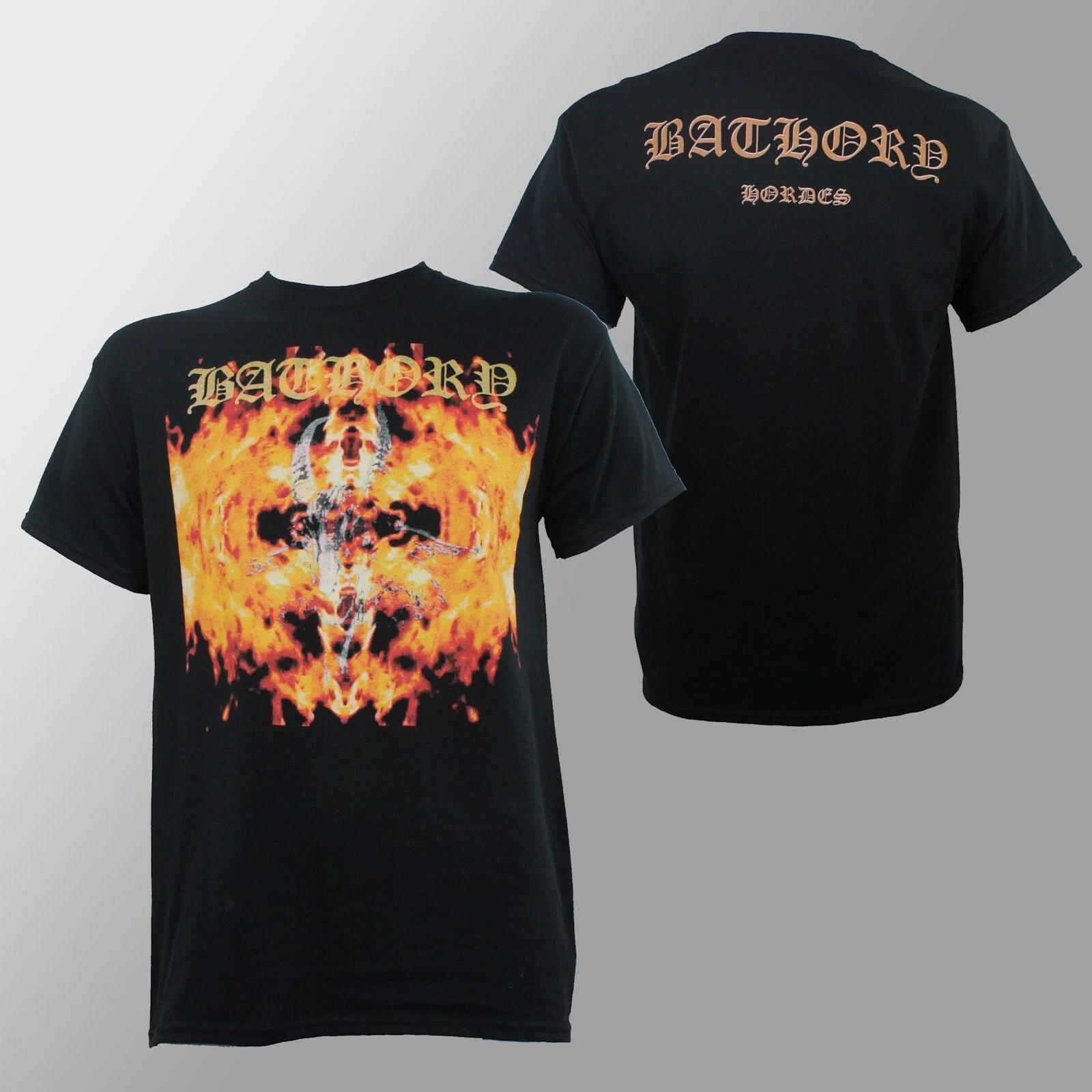 BATHORY Band Hordes Distressed Goat Logo In Flames T-Shirt S-2XL NEW XS