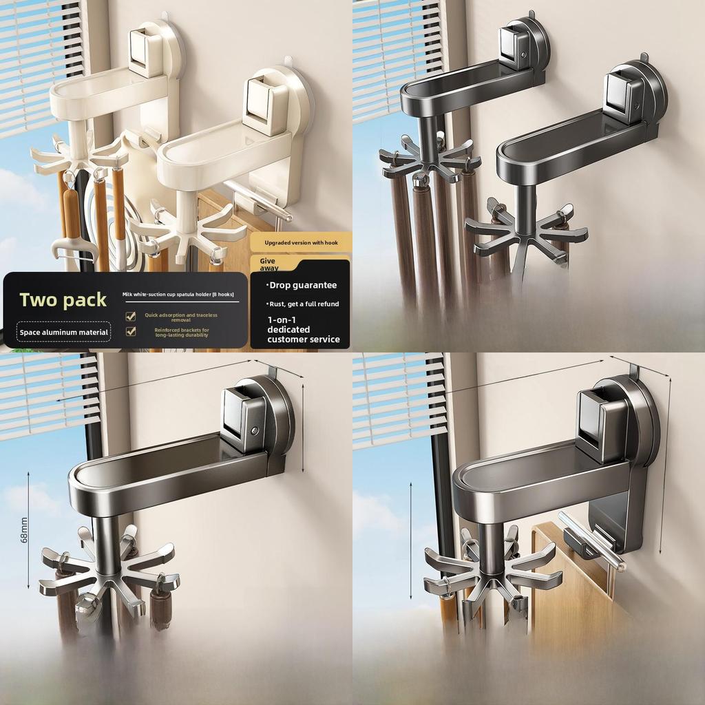 Aluminum Wall Mount Kitchen Hooks With Strong Suction For Utensil Storage