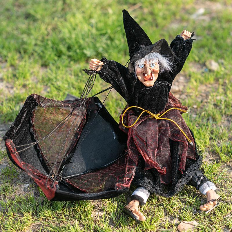 

Электрический светящийся ведьминский дверной подвес-парашют, украшение в стиле бара для дома с привидениями для страшных розыгрышей, жуткий хэллоуинский декор коричневый