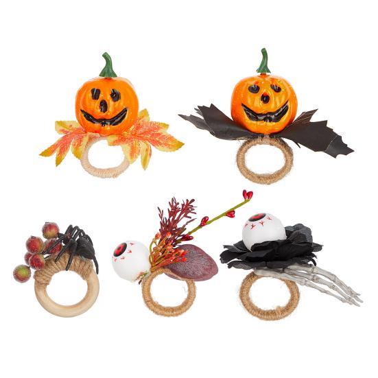 Halloween Napkin Ring Pumpkin Eyeball Spider Skull Napkin Holder for Dinner Table