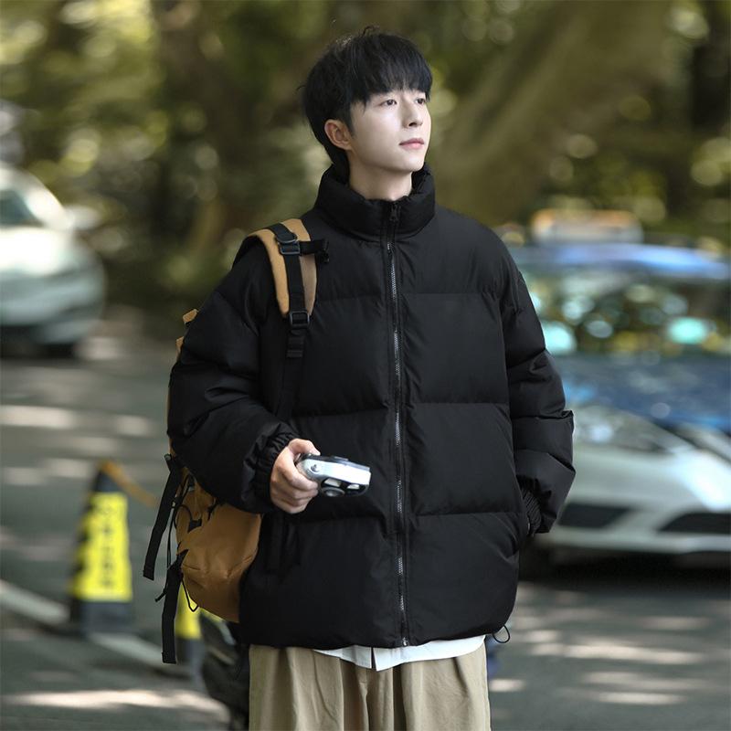 Winter Warm Casual Cotton Coat Men Fashion Versatile Standing Collar Coat Men Long Sleeve Warm Cotton Coat Men Clothing