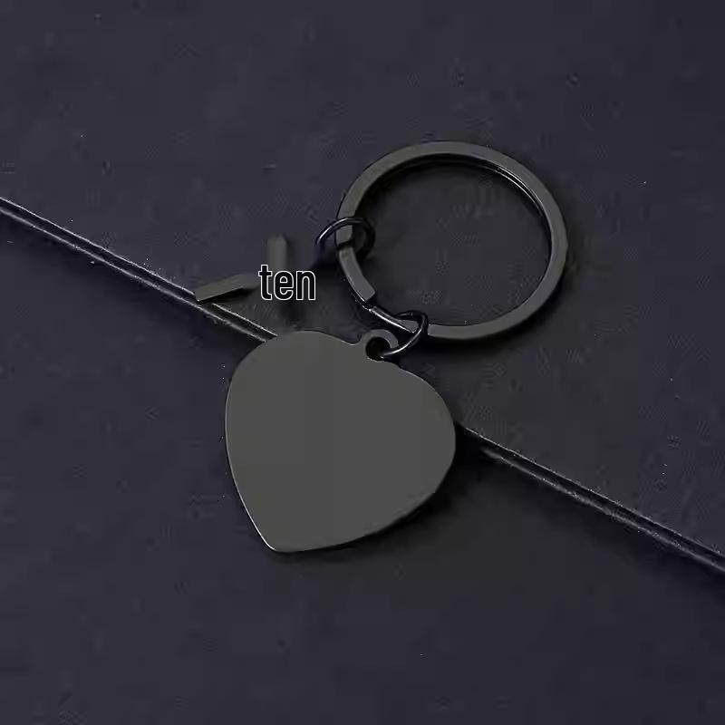 Heart-Shaped Engravable Metal Keychain Gift with Laser Color Printing