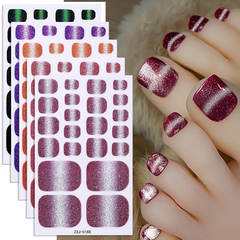 Pink Line Cat Eye Toenail Stickers, Summer Hot Item, Waterproof Nail Stickers for Girls, Whitening Effect