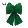 Decorative Velvet Bows for Wreaths Christmas Flocked Fabric Bow, Large Red Bow with Hanging Strap, Mall Window Displays Festive Pendant Tree, Holiday