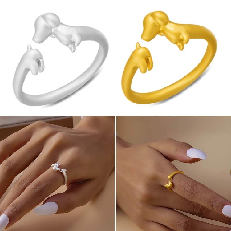 Adorable Dachshund Rings Adornment Animal Theme Rings Jewelry Hiphop Accessories