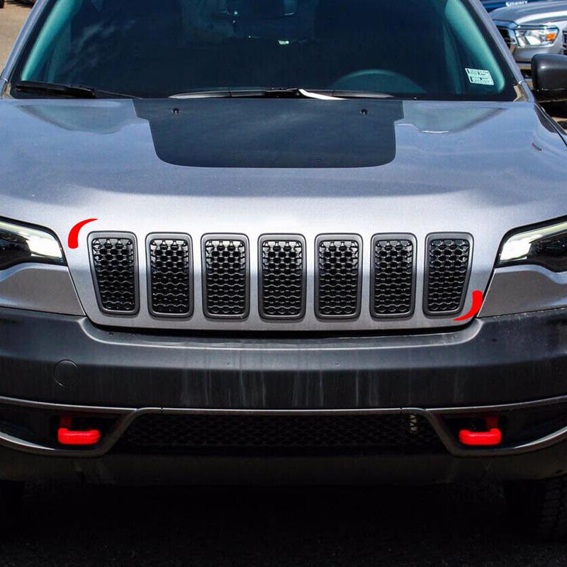 6AZ88DX8AB 6FM74SZ0AB 68323773AB 7Pcs Front Mesh Grille Ert Cover Trim Fit for Jeep Cherokee     Gloss Black