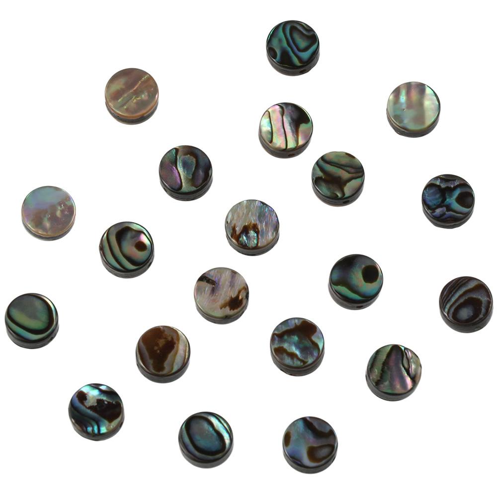 20 Pcs 8mm Natural Abalone Shell Coin Beads Round Shell Retro Flat Round Shell Bulk Beads Loose Beads Charm for Bracelet