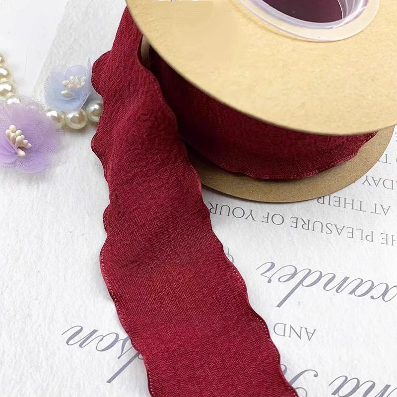 1roll 9M Wrinkle Pleated Ribbon Material Bowknot Silk With Bouquet Packaging Ribbon Gift Box Packaging Bag