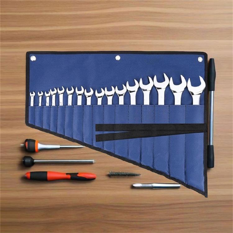 Organized Tool Pouch Reinforced 600D Cloth Fabric For Long Lasting Durability Wrench Roll Organizer Bag