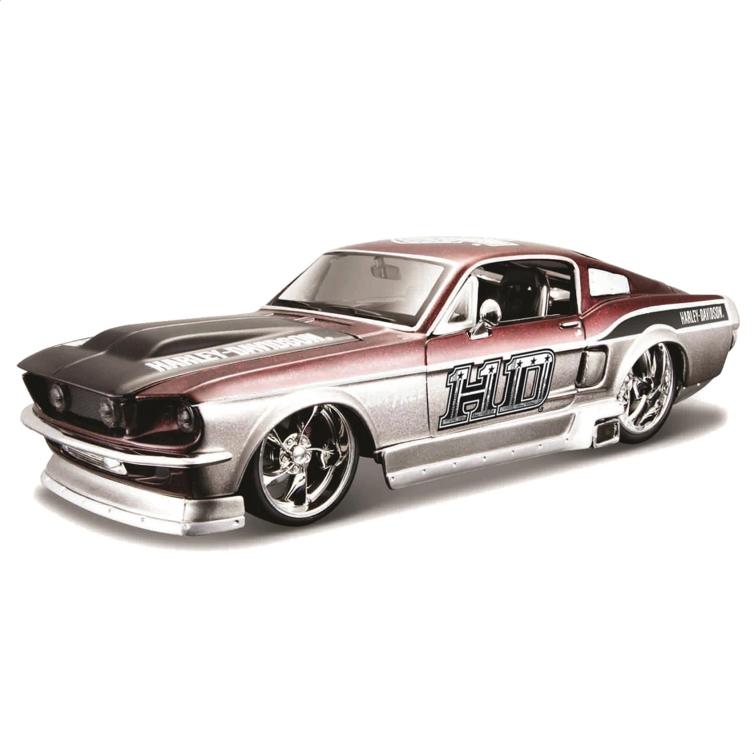 

Maisto 1/24 Масштабная литая модель автомобиля 32168 Ford 1967 Mustang GT Серебристый Серия кастомных автомобилей Harley-Davidson / Готовая модель автомобиля
