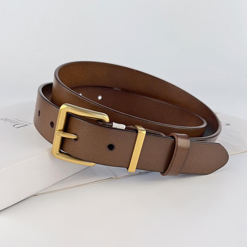 Retro Genuine Leather Women's Belt Cowhide with Casual Pants Denim Skirt Decoration Women's Belt Versatile Women