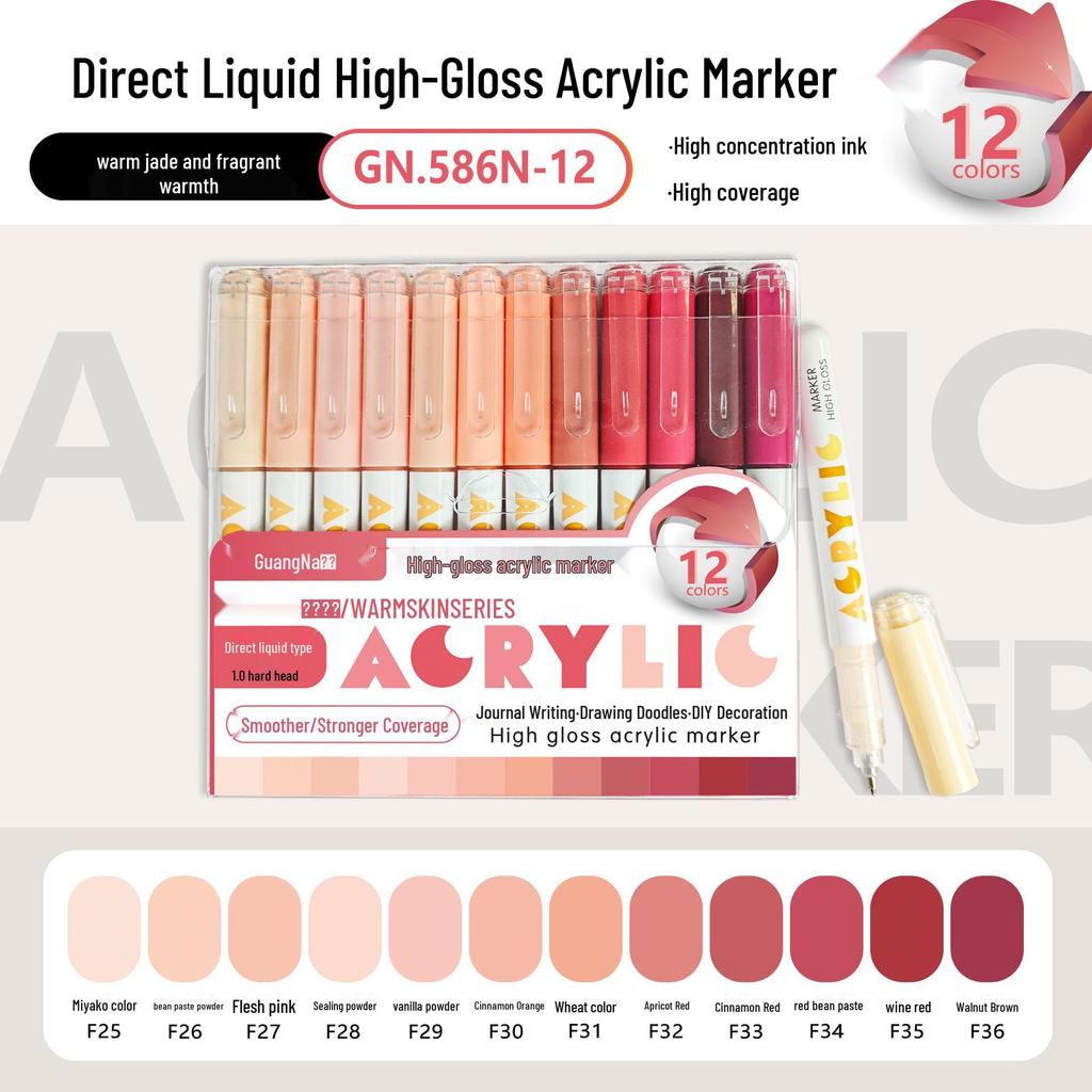 Guangna 586 Large Capacity Acrylic Paint Marker – Bleedproof, Layerable, High Gloss for DIY Projects