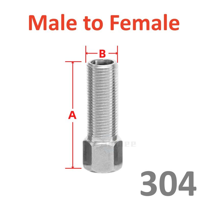 1/8" 1/4" 3/8" 1/2" 3/4" 1 BSP Male Female 50 60 80 100 150 200 300mm Barrel Coupler Nipple Pipe Fitting Connector 304 Stainless