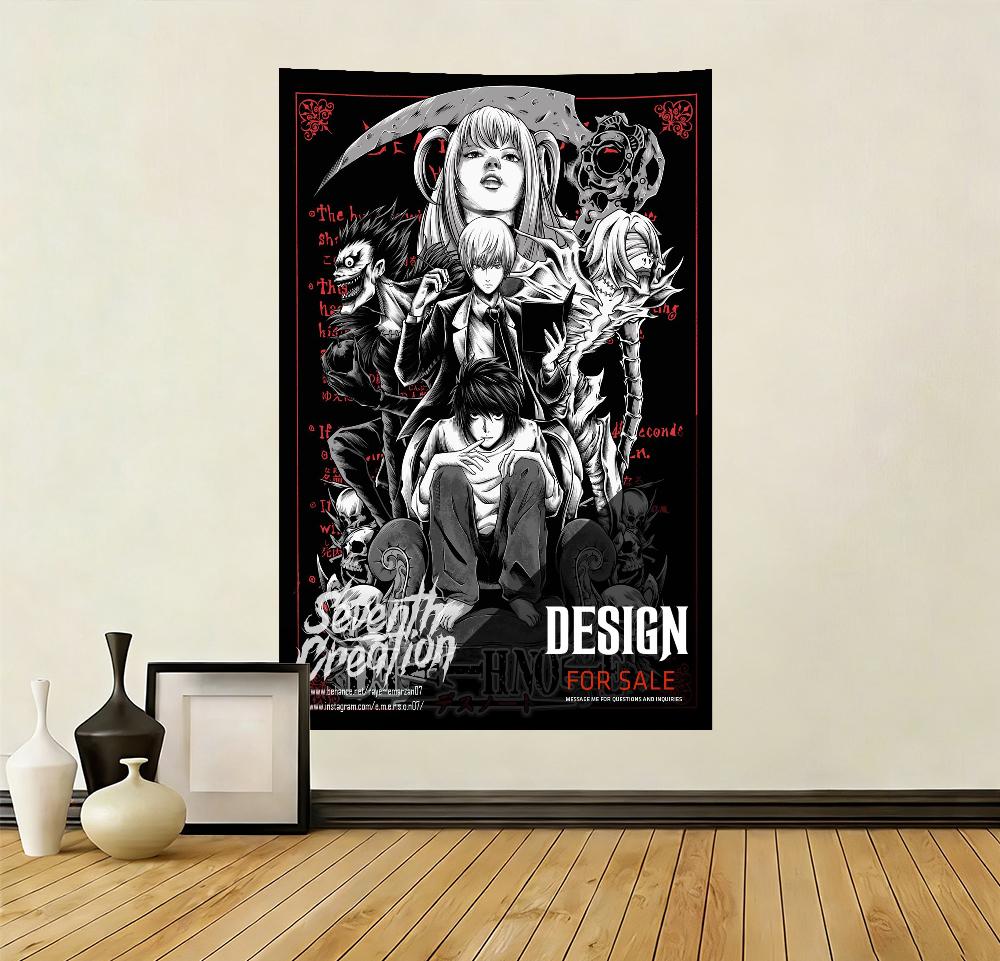 

Classic DDeath NNote Pattern Tapestry Wall Art for Bedroom Anime Room Home Decor 74x94cm(29x37in)