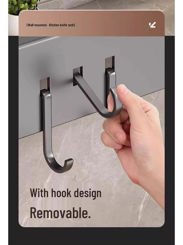 5 Yuan Off: Wall-Mounted Knife & Chopstick Holder - No Drill, Multifunctional Kitchen Storage Rack