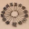 2pcs Alloy Antique Brass Vintage Flower Brooch Safety Pins For Garment Accessories Scarf Clip Pins