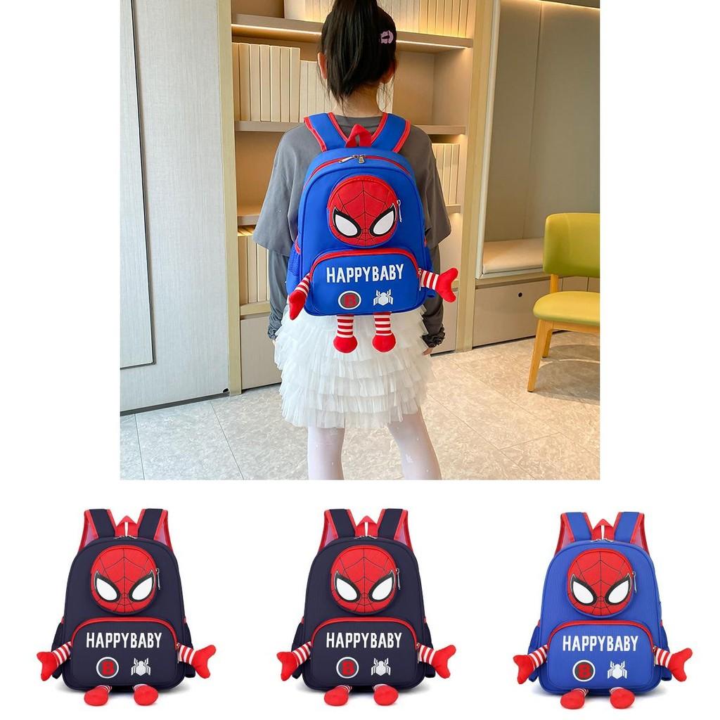 Spider Man 3d Pattern Kids Backpack With Breathable Nylon For Kindergarten And Elementary Use