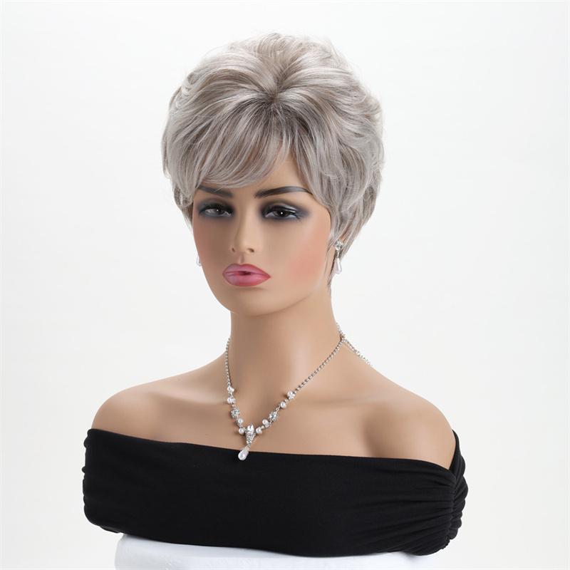 Syntetická krátká paruka staré dámy Maškarní vlasy babičky Vánoce Halloween Dámské paruky