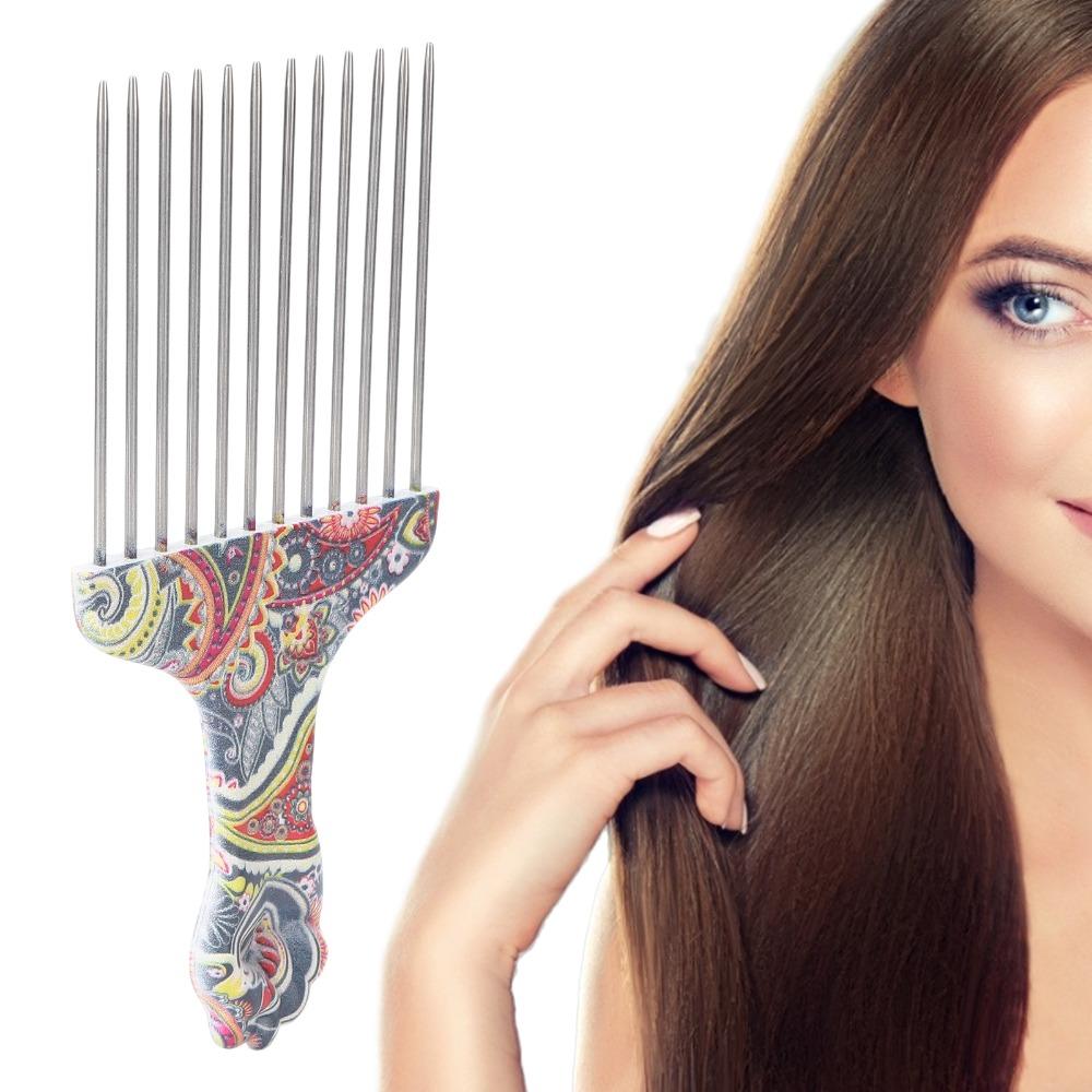 2PCS Professional Grade Hair Pick Combs Stainless Steel Wide Tooth Comb  Curly Hair