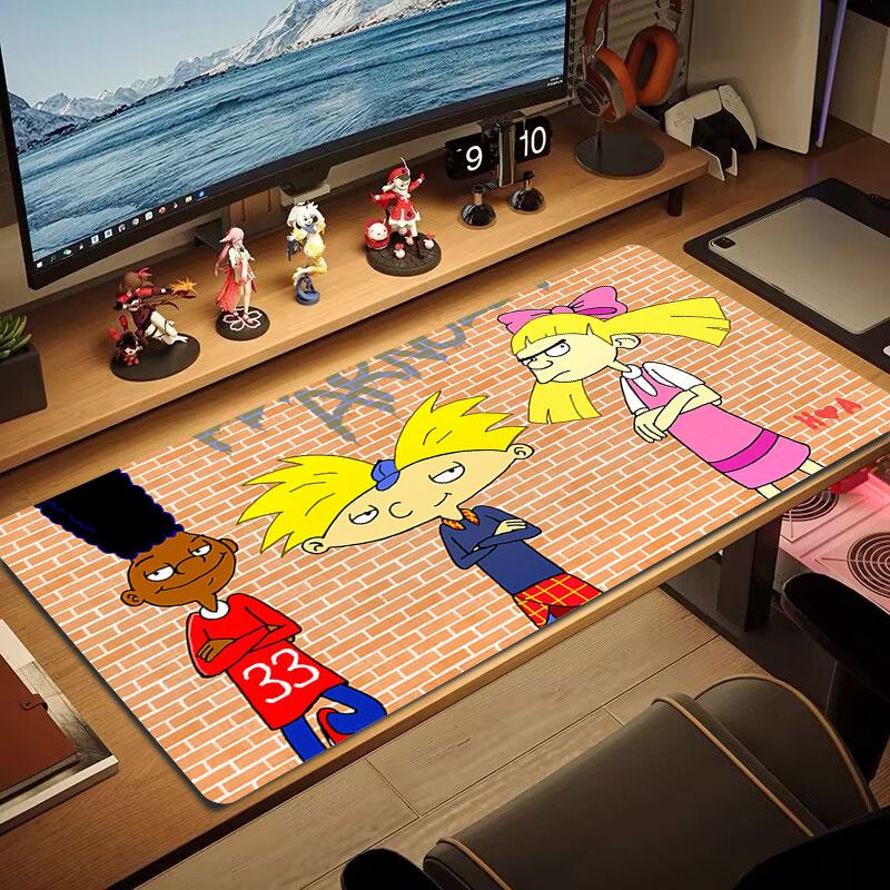 Hey Arnold! Mouse Pad, Large Gaming Desk Mat, Non-slip XXL Mousepad for Laptop & Tablet, Mini PC Playmat with Stitched Edges