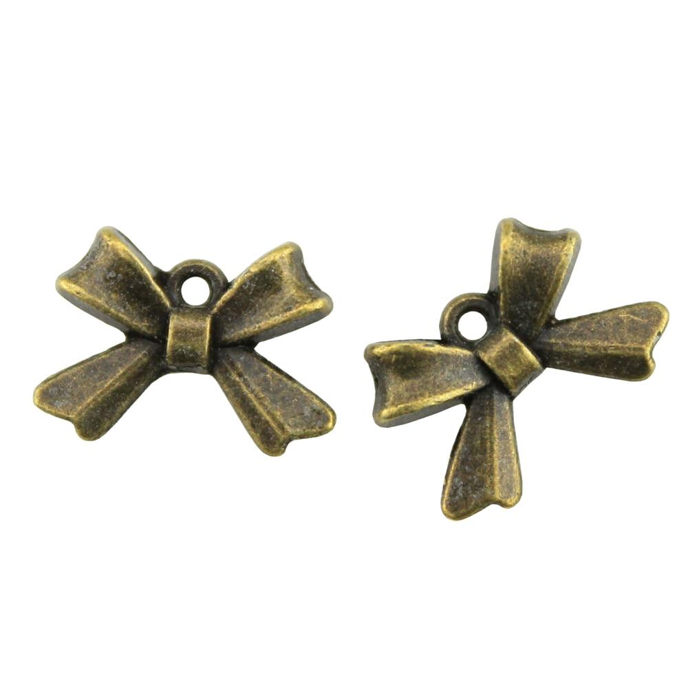 

20шт Бант Амулеты Античная бронза Цвет цинковый сплав 10X14mm