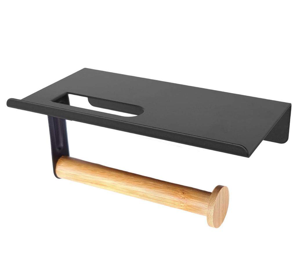 Uchwyt na papier toaletowy z półką TADAR 4981 czarny