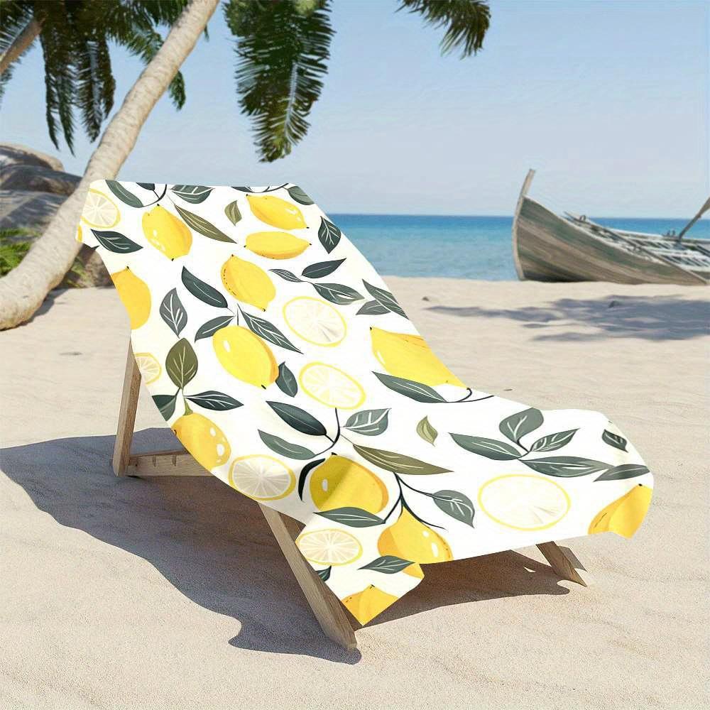 1 Stück, Mikrofaser, Strandtuch mit Zitronenmuster, Schnelltrocknende Mikrofaser, Starkes Wickeldesign, Geeignet für Strand- und Poolnutzung, Strand
