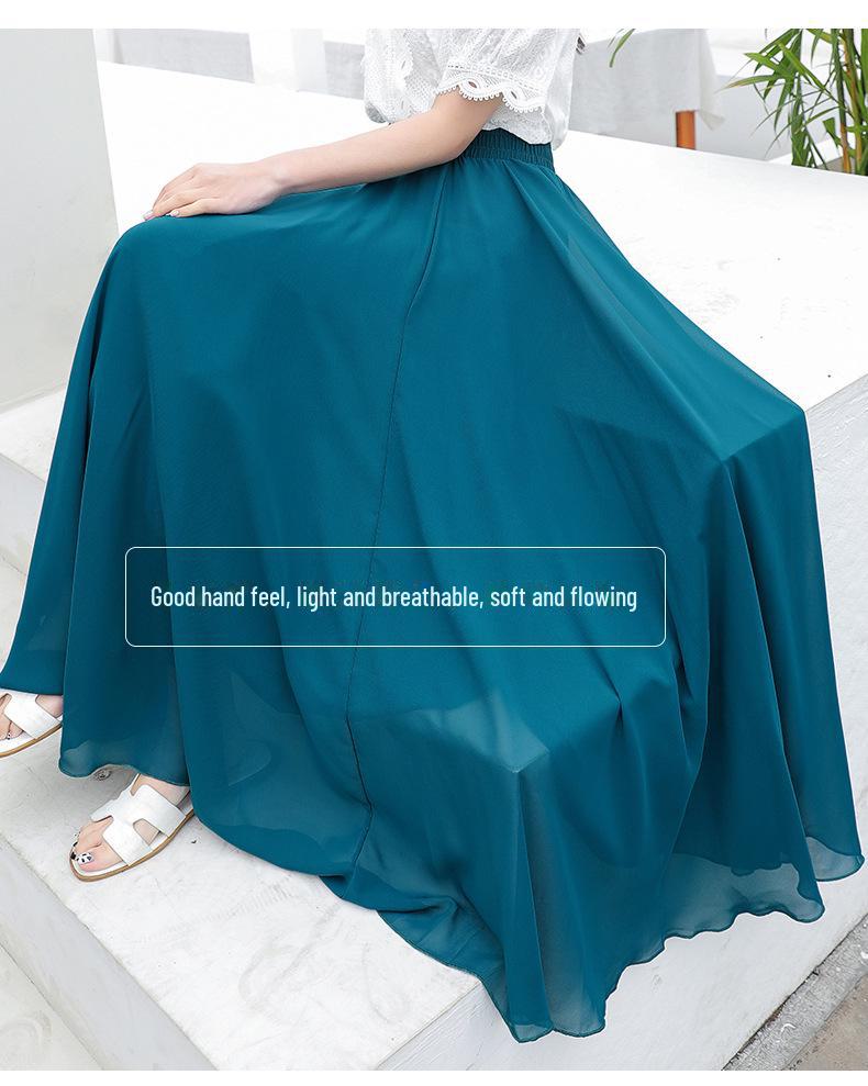 Elegant Spring Chiffon Swing Dress - A-Line Layered Beach Fairy Skirt for Women