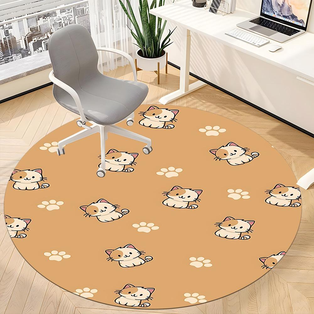 1pc Cats Paws Office Round Area Rug, Under Office Chairs Bedroom Living Room Home Decor, Room Deco