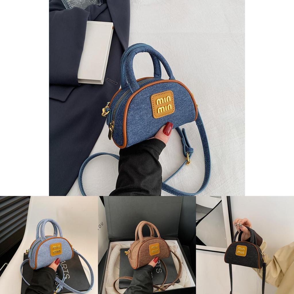 Modern Youth Girl Pu Denim Crossbody Bag With Lipstick Decor For Daily Use