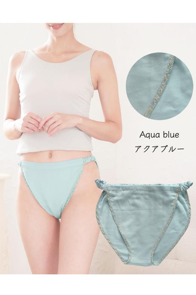 FundyFundy Cotton Double Gauze Fundoshi Shorts for Size Made in [coco-kara] 100% Women, Aqua, L, Japan, G10-0269_AQ-L