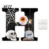 Holiday Home Accents Halloween HOME Letter Wall Hanging Ornament, Wooden Festive Decor with Ghost Skull Party Supplies Pumpkin Black Cat Bat Elements