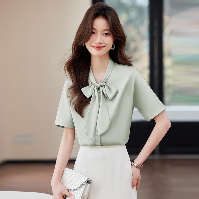 

2024 Women s High-End Chiffon White Blazer Shirt for Spring/Autumn – Professional Suit Innerwear S