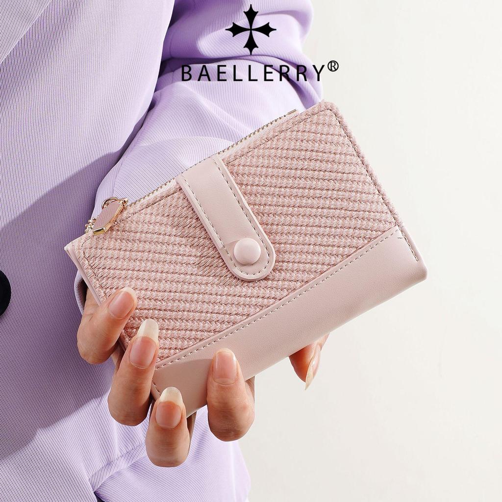 Korean Style Color Block Women's Wallet: Two-Fold with Snap Button, Zipper Coin Purse, Multiple Card Slots, and Large Capacity.