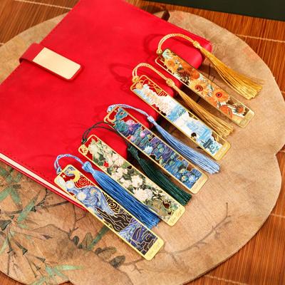 A Thousand Li Jiangshan Flowers Sweep Oil Painting Hollow Bookmark Students Graduate Teacher Metal Brass Ruler Bookmark