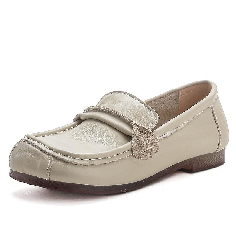 2025 New Red Ballet Flats Ladies Cow Leather Loafers Women's Luxury Moccasins Business Office Shoes Mother Travel Flats Woman