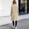 Women's Color Wool Coat with Lapel and Tie Belt