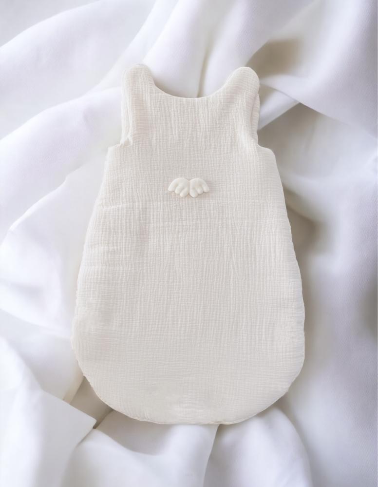 Insulated muslin sleeping bag for babies (latte angel)