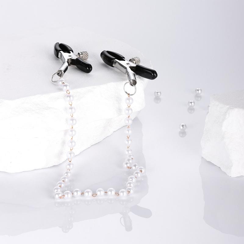 Chain Pearl Breasts White Clip Sex Toys Adjustable Metal Nipple Clip Stimulation Nipple Tools Adult BDSM Sex Toys for Women