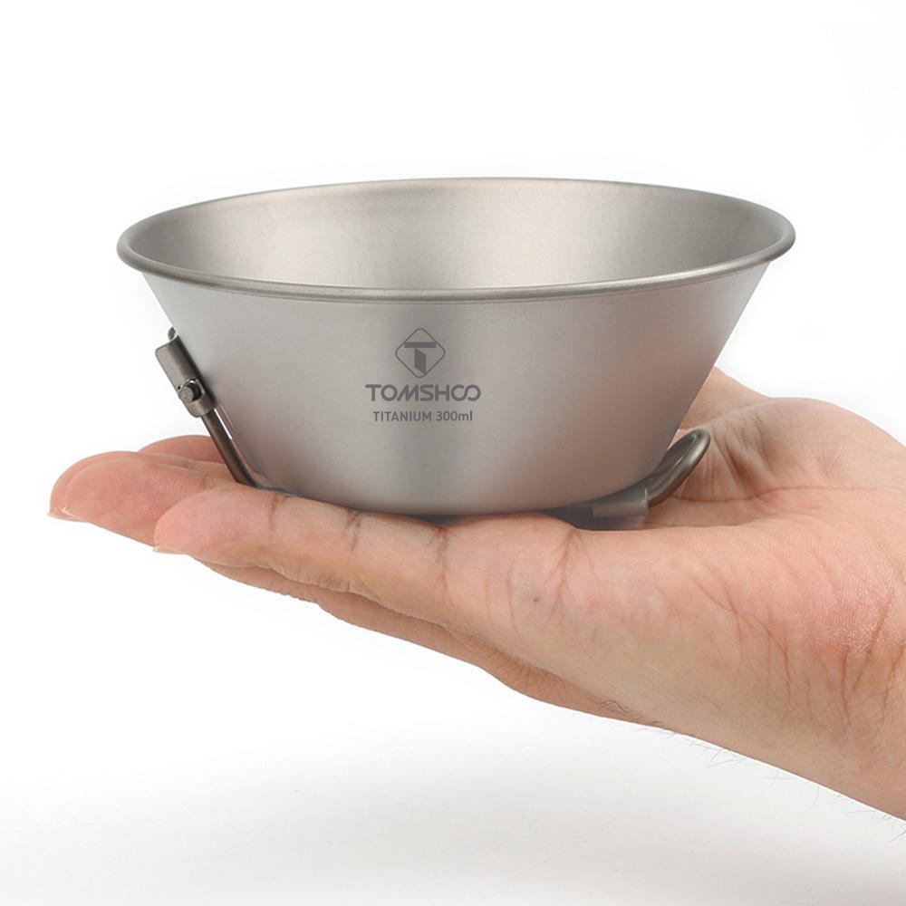 

TOMSHOO Travel Cutlery Portable Camping Bowl Titanium Bowl with Folding Handle серебряный