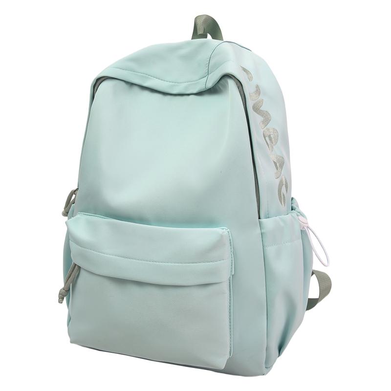 Girls' Solid Color Backpack Junior High School Students Lightweight Schoolbag Large Capacity Backpack