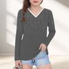 Womens V-Neck Long Sleeve Loose Fit T-Shirt With Polka Dot Print Casual Oversized Top Daily Wear
