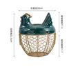 Cute Hen-shaped Egg Storage Basket Metal Wrought Iron Egg Basket with Lid Kitchen Food Debris Storage Container Home Decoration