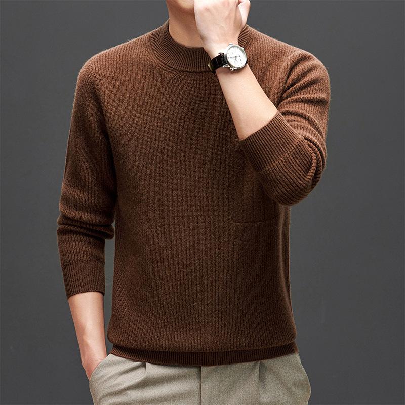 

Men s 2025 Winter Wool Sweater: Fashionable Korean Style, Loose Fit, Thickened Round Neck for Middle-Aged and Young Men. XXXL кавовий
