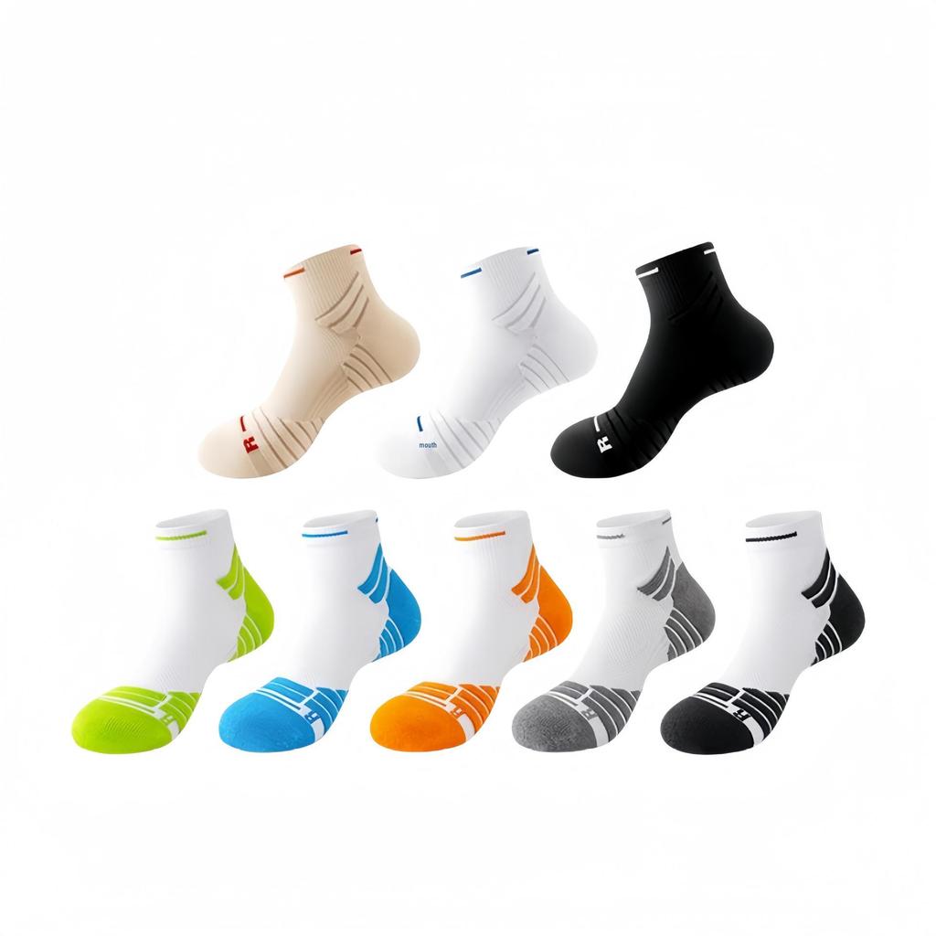 Men's Anti-Odor Marathon Running Socks - Spring/Summer Mid-Calf, Thickened Towel Bottom, Sports/Hiking, Long Distance/Basketball