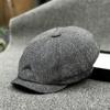 Youth British Vintage Herringbone Hat Men'S Spring Cap Plaid Beret