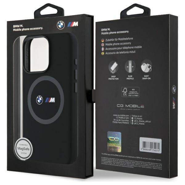BMW Bmhmp16X23Srok Iphone 16 Pro Max     6.9 Black Hardcase M Silicone Printed Ring Magsafe