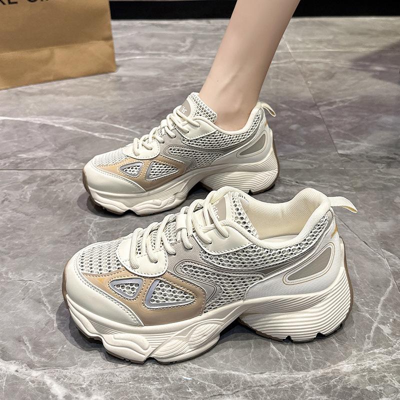 Platform dad shoes women 2025 new summer mesh casual running sports shoes versatile breathable shoes ins