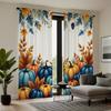 2pc Pumpkin and maple leaf print curtains   polyester fabric   machine washable   suitable for bedroom and living room decoration