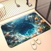 3D Stereo Effect Realistic Underwater Koi Fish Ice Cave Visual Illusion Carpet Mat Rug Home Decoration Soft Non-slip Bathroom